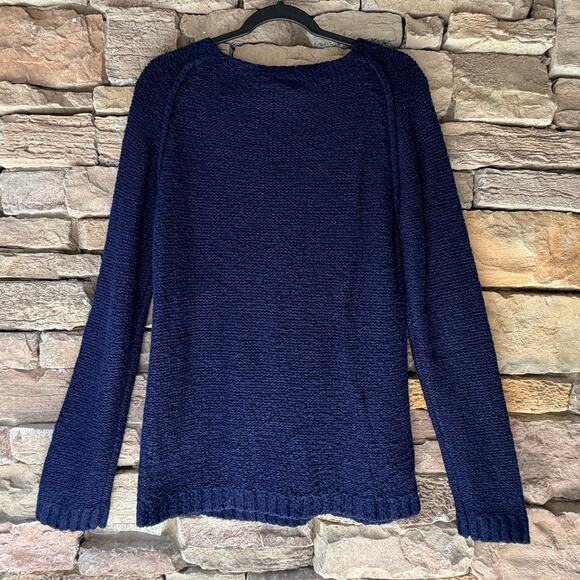 Moda International Wool Fisherman Cottagecore Navy Long Sleeve M Women's Sweater - Picture 1 of 9
